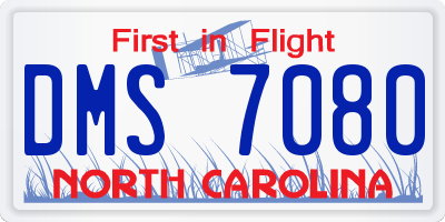 NC license plate DMS7080