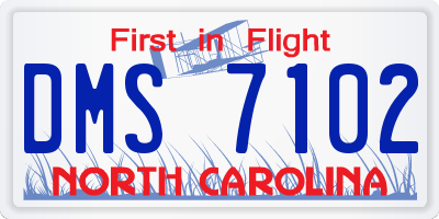 NC license plate DMS7102