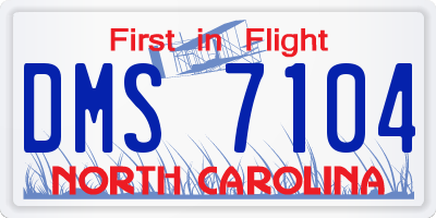 NC license plate DMS7104