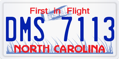 NC license plate DMS7113