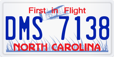 NC license plate DMS7138