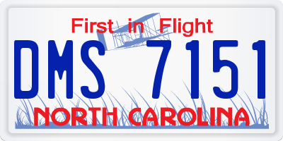 NC license plate DMS7151