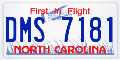 NC license plate DMS7181