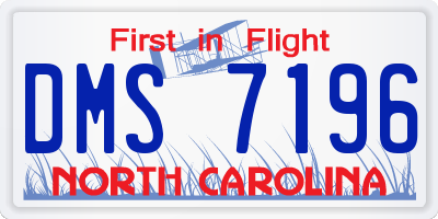 NC license plate DMS7196