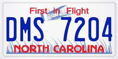NC license plate DMS7204