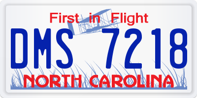 NC license plate DMS7218