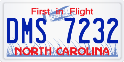 NC license plate DMS7232