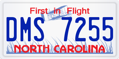 NC license plate DMS7255