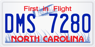NC license plate DMS7280