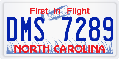 NC license plate DMS7289