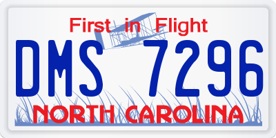 NC license plate DMS7296
