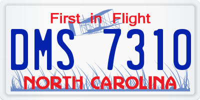 NC license plate DMS7310