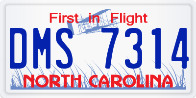 NC license plate DMS7314