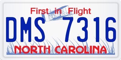 NC license plate DMS7316