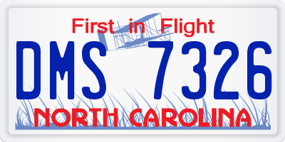 NC license plate DMS7326