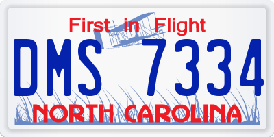 NC license plate DMS7334