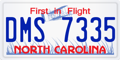 NC license plate DMS7335