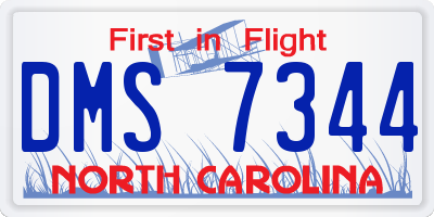 NC license plate DMS7344