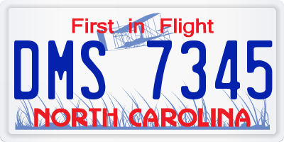 NC license plate DMS7345