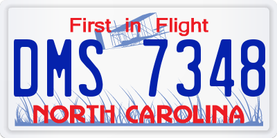 NC license plate DMS7348