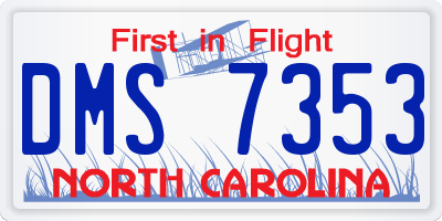 NC license plate DMS7353