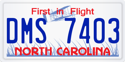 NC license plate DMS7403
