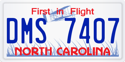 NC license plate DMS7407