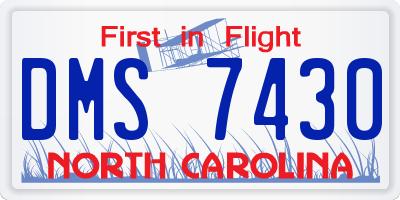 NC license plate DMS7430