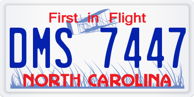 NC license plate DMS7447