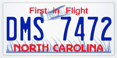 NC license plate DMS7472