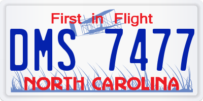 NC license plate DMS7477