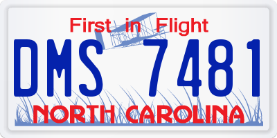 NC license plate DMS7481