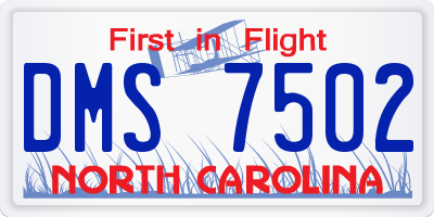 NC license plate DMS7502