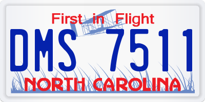 NC license plate DMS7511