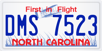 NC license plate DMS7523