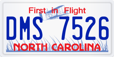 NC license plate DMS7526