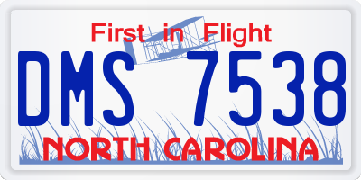 NC license plate DMS7538