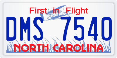 NC license plate DMS7540