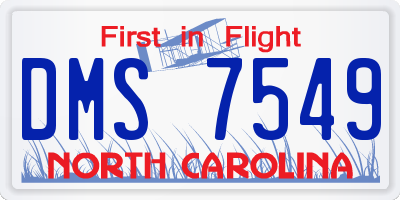 NC license plate DMS7549
