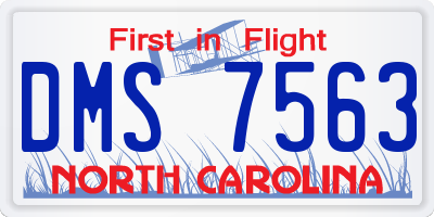 NC license plate DMS7563