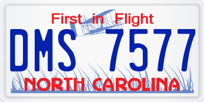 NC license plate DMS7577