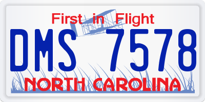 NC license plate DMS7578