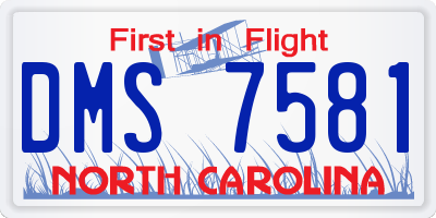 NC license plate DMS7581