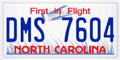 NC license plate DMS7604