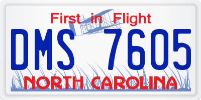 NC license plate DMS7605