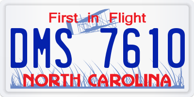 NC license plate DMS7610