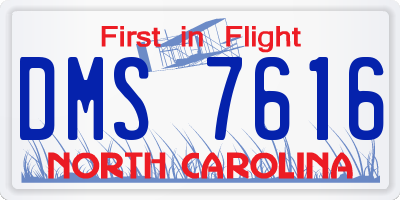 NC license plate DMS7616