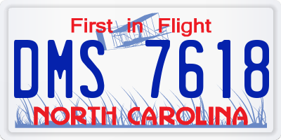 NC license plate DMS7618