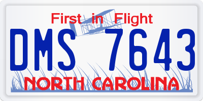 NC license plate DMS7643