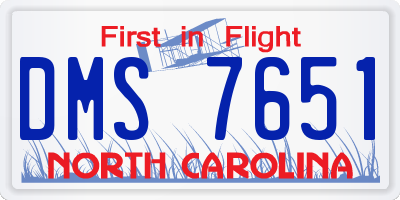 NC license plate DMS7651